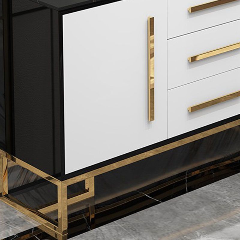 Glam Style Buffet Sideboard Stone Top Server with Door and Drawer Clearhalo 'buffet_sideboard' 'Buffets & Sideboards' 'furn' 'furn_buffet_sideboard' 'Furniture' 'Kitchen & Dining Furniture' 1200x1200_e701d064-10ee-4f95-9d33-e10a2a1a7275