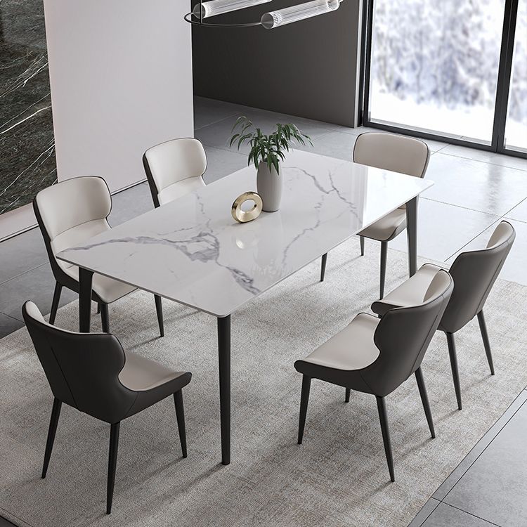 Simplicity Dinette Table Rectangle Stone Dinner Table for Dining Room