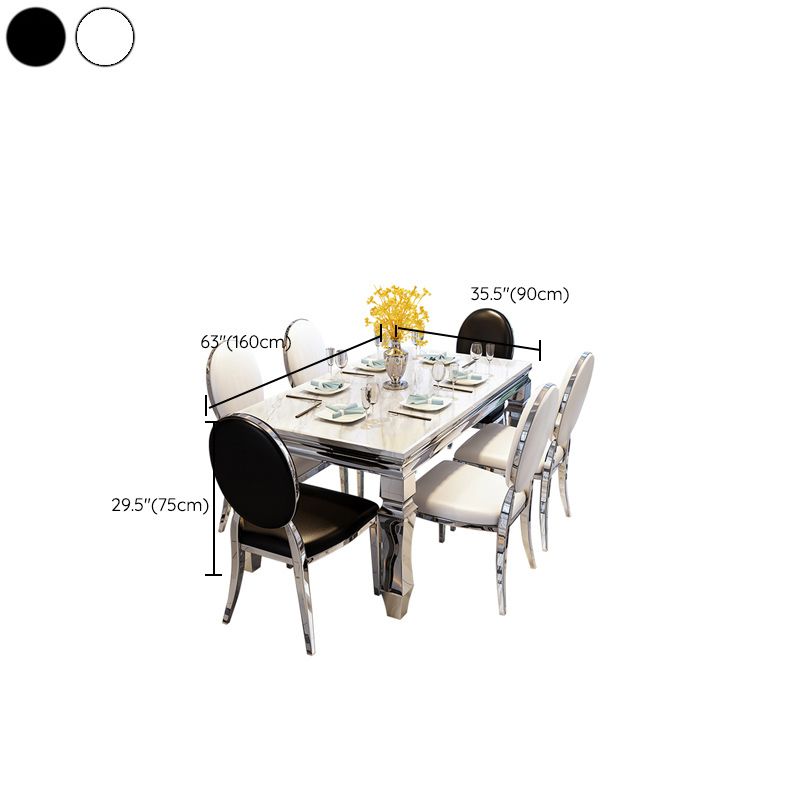 4 Legs Dining Table Victorian Style Rectangle Marble Dinette Table Clearhalo 'Dining Tables & Seating' 'Dining Tables' 'dining_table' 'furn' 'furn_dining_table' 'Furniture' 'Kitchen & Dining Furniture' 1200x1200_e7028cee-9d0e-4604-992e-2455ed79b131