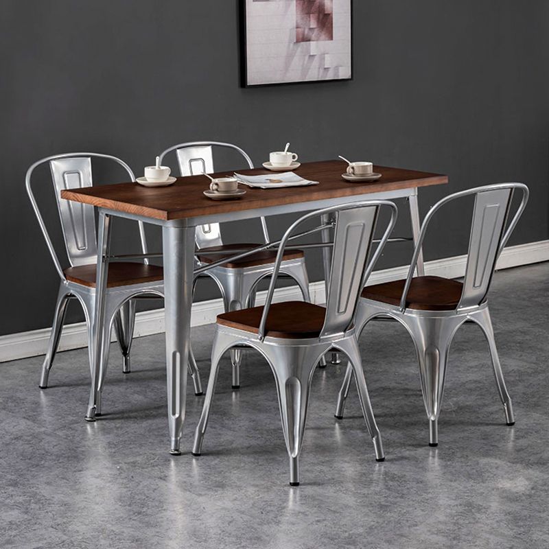 Industrial Style Solid Wood Top Dining Table Brown Table with Metal Base for Dinning Room Clearhalo ' dining_table' 'Dining Tables & Seating' 'Dining Tables' 'furn' 'furn_dining_table' 'Furniture' 'furniture_dining_table' 'Kitchen & Dining Furniture' 'kitchen&dining_furn' 'kitchen' 'kitchen_dining_table' 1200x1200_e7030cd2-95f3-44ca-aaf1-84a77620b71f