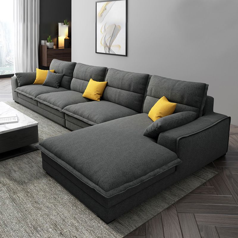 Scandinavian Stain-Resistant Faux Leather 4-Seater L-Shape Sectional Set