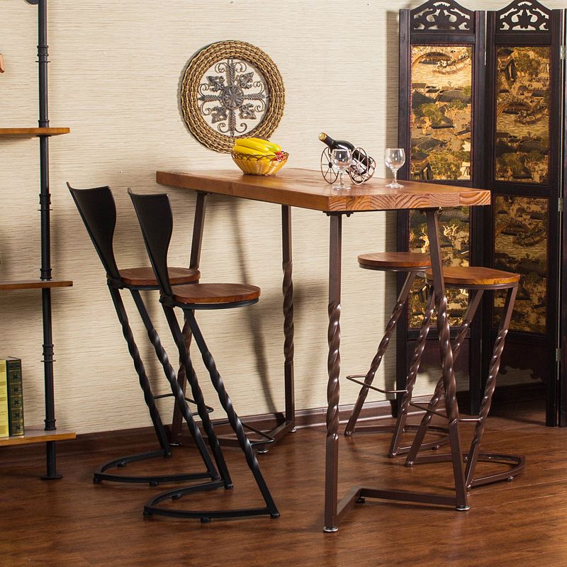 Industrial Style Solid Wood Pub Dining Set 1/2/5 Pcs Rectangular Pub Set for Home Clearhalo 'Bar Furniture' 'furn' 'furn_home_bar_bar_sets' 'Furniture' 'Home Bars & Bar Sets' 'home_bar_bar_sets' 'Kitchen & Dining Furniture' 1200x1200_e705063c-182c-4b9a-9eb7-732e21b6e80c