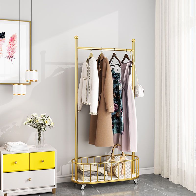 Metal Coat Hanger Modern Style Simple Household Floor Hall Stand with Pulley Clearhalo 'Entry & Mudroom Furniture' 'furn' 'furn_hall_tree_coat_racks' 'Furniture' 'Hall Trees & Coat Racks' 'hall_tree_coat_racks' 1200x1200_e706102f-cf91-48aa-8dd2-ec7bd4643b2b