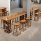 Brown Wood Pub Table with Rectangle Table Top Double Pedestal Table - 41.3" H Clearhalo 'Bar Furniture' 'Bar Tables' 'bar_tables' 'furn' 'furn_bar_tables' 'Furniture' 'furniture_bar_tables' 'Kitchen & Dining Furniture' 1200x1200_e706b467-2133-47b0-b43e-e298d3dcb038