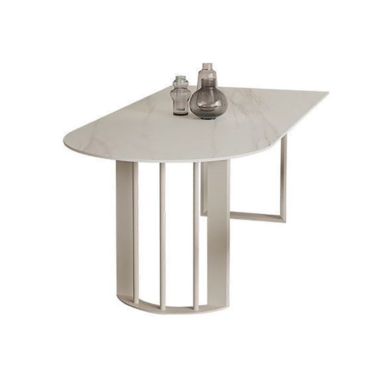 Stone Dining Room Collection Contemporary Double Pedestal Dining Table for Home Clearhalo 'Dining Tables & Seating' 'Dining Tables' 'dining_table' 'furn' 'furn_dining_table' 'Furniture' 'Kitchen & Dining Furniture' 1200x1200_e70840a1-a85c-4cc3-8b6a-d401af9e91f0