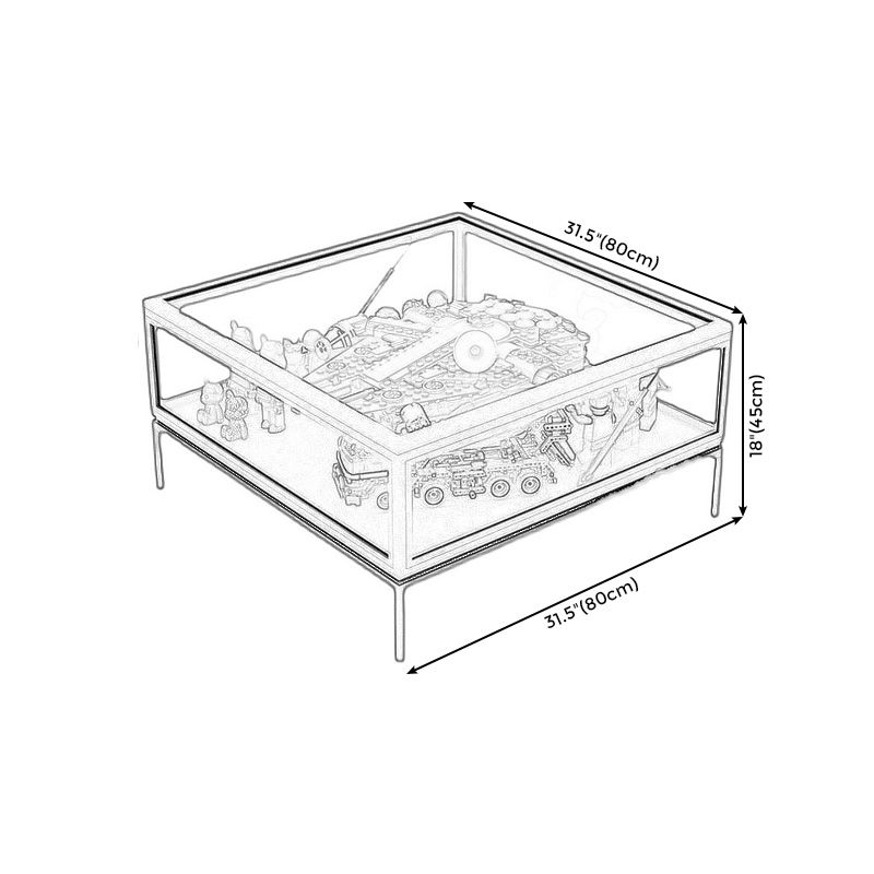 4 Legs Base Design Black/white Tempered Glass Top Iron Base Square Coffee Table Clearhalo 'Coffee & Accent Tables' 'Coffee Tables' 'coffee_tables' 'furn' 'furn_coffee_tables' 'Furniture' 'furniture_coffee_tables' 'Living Room Furniture' 1200x1200_e709fb8a-65da-41e4-9334-47c3a249d91d