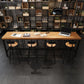 Industrial Rectangle Bar Dining Table Solid Wood Bar Dining Table with Trestle Base Clearhalo 'Bar Furniture' 'Bar Tables' 'bar_tables' 'furn' 'furn_bar_tables' 'Furniture' 'Kitchen & Dining Furniture' 1200x1200_e70b7ec1-0f8f-4cc5-bf49-e47a36e7f9d1