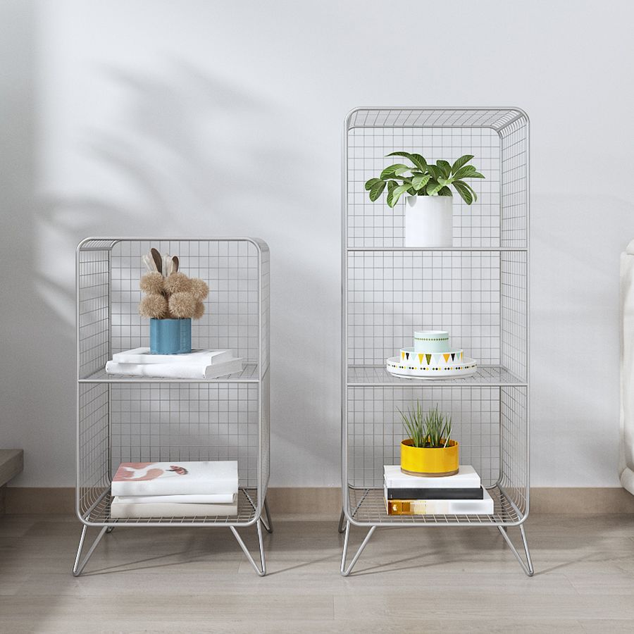 Metal Rectangle Closed Storage Bookcase Nordic Standard Bookshelf