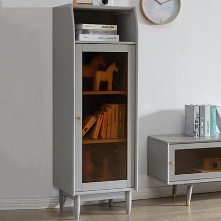 17.7 "brede massief houten accentkast 1 - plank en 1 - deurglas in paned borst