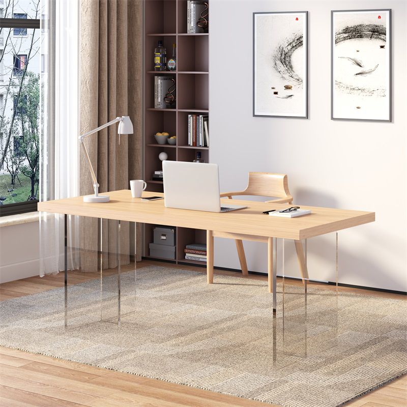 Modern Bedroom Study Table Rectangular Shaped Fixed Working Desk ...