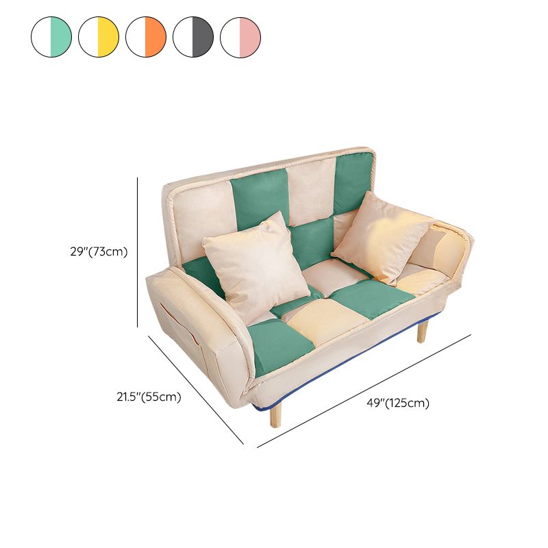 Leather Convertible Sofa Living Room Rolled Arm Loveseat with Pillows