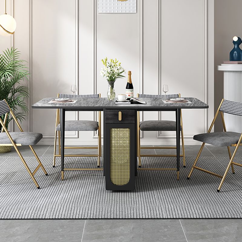 59'' Sintered Stone Top Dining Table Foldable Rectangle Table with Trestle Base Clearhalo ' dining_table' 'Dining Tables & Seating' 'Dining Tables' 'furn' 'furn_dining_table' 'Furniture' 'furniture_dining_table' 'Kitchen & Dining Furniture' 'kitchen&dining_furn' 'kitchen' 'kitchen_dining_table' 1200x1200_e70d92a0-51b8-47b9-9225-1814640e0bb9