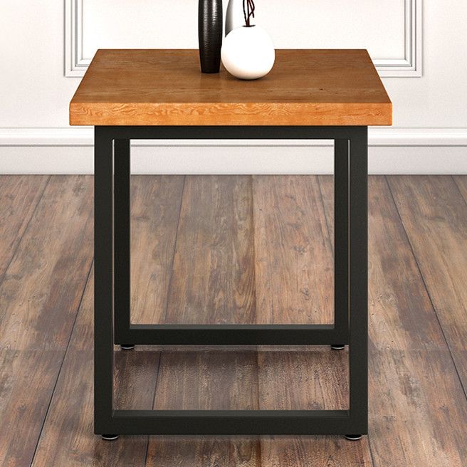 Industrial Style Solid Wood Dining Table Brown Square Table with Black Frame for Dinning Room Clearhalo ' dining_table' 'Dining Tables & Seating' 'Dining Tables' 'furn' 'furn_dining_table' 'Furniture' 'furniture_dining_table' 'Kitchen & Dining Furniture' 'kitchen&dining_furn' 'kitchen' 'kitchen_dining_table' 1200x1200_e70f5aa9-3e10-4d5e-b127-0bac571cac34