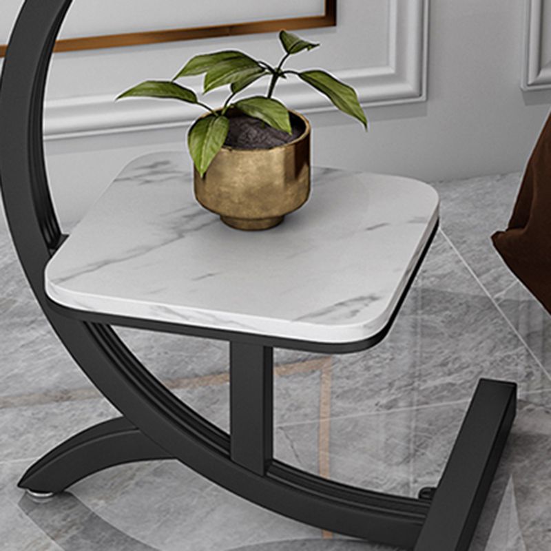 Double Tier Square Slate Top End Table Metal C Side Table for Living Room Clearhalo 'Coffee & Accent Tables' 'End & Side Tables' 'end_side_tables' 'furn' 'furn_end_side_tables' 'Furniture' 'Living Room Furniture' 1200x1200_e7100426-24b6-495b-9256-db5a77cd3249