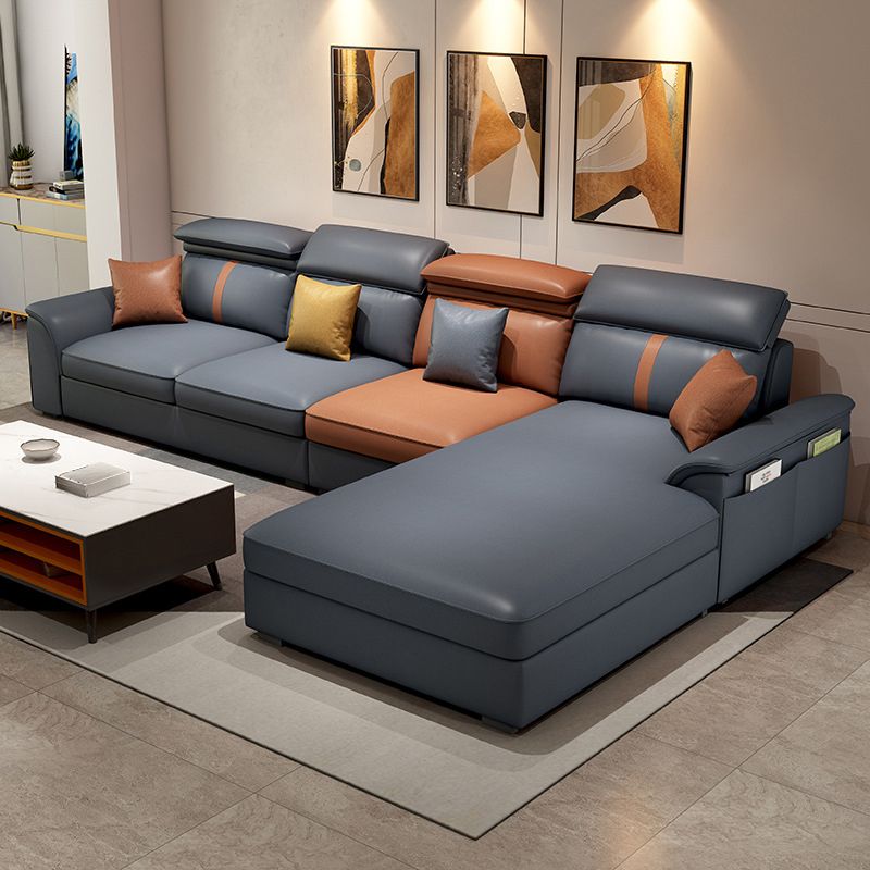 Contemporary Sofa Pillow Back Cushions Sectional with Pillow Top Arm Clearhalo 'furn' 'furn_sectionals' 'Furniture' 'furniture_sectionals' 'Living Room Furniture' 'Sectionals' 1200x1200_e7102995-73aa-4596-a4dd-bceb9b4774db