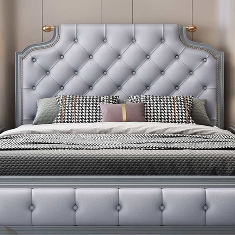 Cama de panel tapizada con mechones con moldura de cabezal de uña marco de cama de madera maciza victoriana