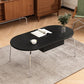 Steel 4 Legs Cocktail Table Oval Wood Top Coffee Table with Drawer Clearhalo 'Coffee & Accent Tables' 'Coffee Tables' 'coffee_tables' 'furn' 'furn_coffee_tables' 'Furniture' 'Living Room Furniture' 1200x1200_e712077f-f401-49df-b80a-31db08e48c30