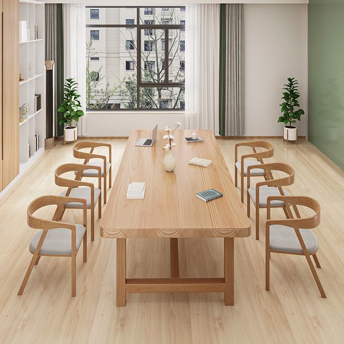 Rectangle Trestle Base Dining Table Modern Wood Table for Kitchen Clearhalo 'Dining Tables & Seating' 'Dining Tables' 'dining_table' 'furn' 'furn_dining_table' 'Furniture' 'Kitchen & Dining Furniture' 1200x1200_e71291df-75e7-4776-95cd-589ad8d83be8