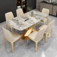 Gray Sintered Stone Dining Table Traditional Luxury Dining Table with Gold Frame Clearhalo 'Dining Tables & Seating' 'Dining Tables' 'dining_table' 'furn' 'furn_dining_table' 'Furniture' 'Kitchen & Dining Furniture' 1200x1200_e713df22-7358-498f-b29a-ba8f97e40f01