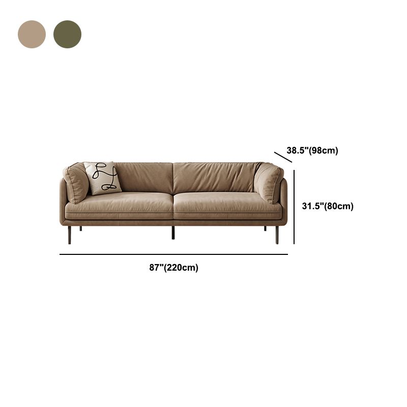Contemporary Simple Cushions Sofa Tuxedo Arm Faux Leather Seating