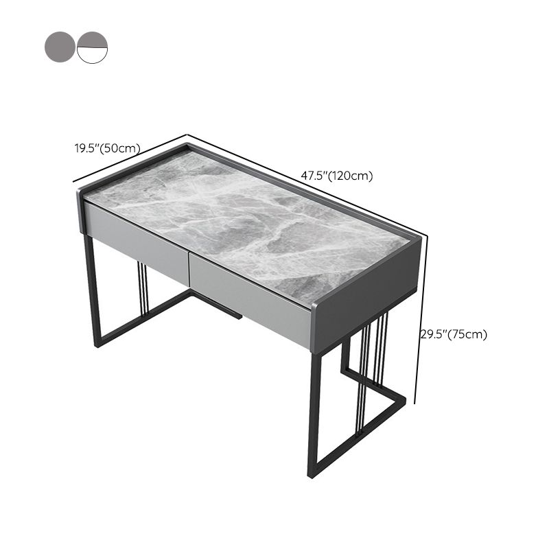 Marmeren industrieel kantoor schrijven bureau rechthoekige kantoorbureau met 2 laden
