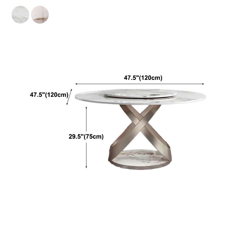 ローズベースの台座カジュアルダイニングテーブル伝統的な豪華なラウンドダイニングテーブル