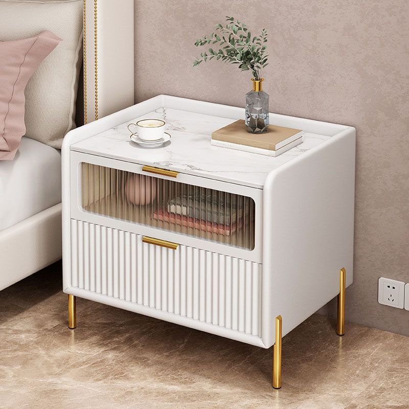 Cajones de 2 cajones incluyen mesa nocturna de la mesa de la piedra del lado de la piedra, 15.8 "de altura