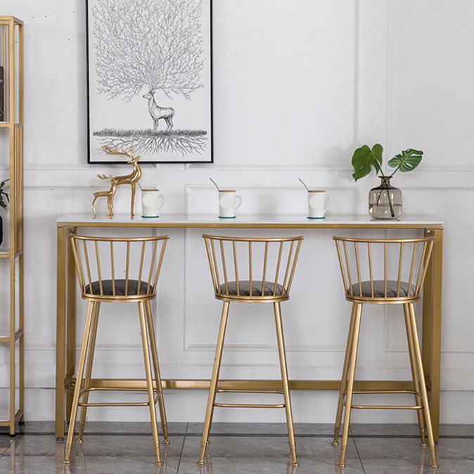 Gold Metal Base Dining Stools Low Back Round Bar Stools with Footrest Clearhalo 'Bar Furniture' 'Bar Stools' 'bar_stools' 'furn' 'furn_bar_stools' 'Furniture' 'Kitchen & Dining Furniture' 1200x1200_e7164f8e-bc74-4790-befb-f4b7cfb7ef1b