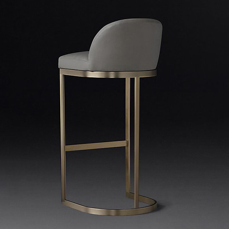 Glam Mental Leather Bar Stools Indoor Barstool with Iron Legs and Low Back Clearhalo 'Bar Furniture' 'Bar Stools' 'bar_stools' 'furn' 'furn_bar_stools' 'furniture_bar_stools' 'Kitchen & Dining Furniture' 'kitchen&dining_furn' 'kitchen' 'kitchen_furn' Furniture' 1200x1200_e7180ba2-c900-43de-8c98-8fb4c1d8ca0a