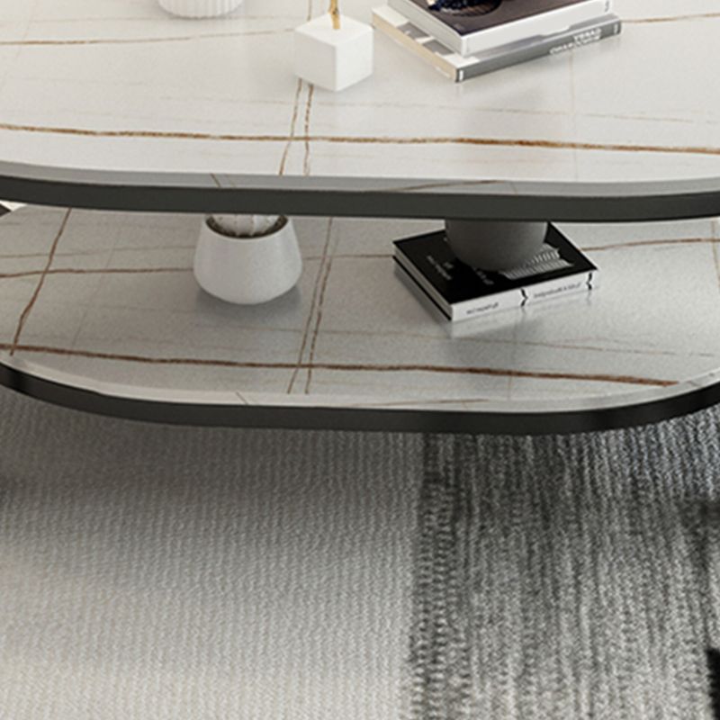 Table basse de table basse ovale en ardoise Glam avec rangement