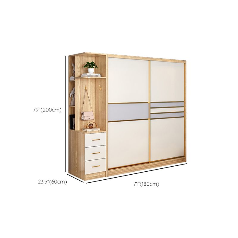Engineered Wood Wardrobe Armoire with Garment Rod Modern Wardrobe Cabinet