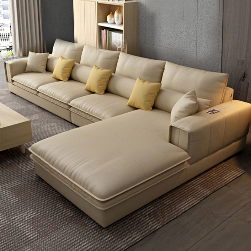 Nordic Stationary Faux Leather Living Room Recessed Arm Cushions Seating