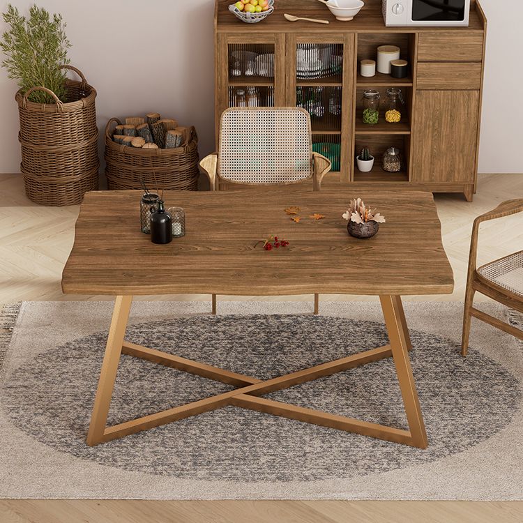 Tavolo da pranzo a base di metallo oro Tavolo da cucina per la sala da pranzo in legno massiccio