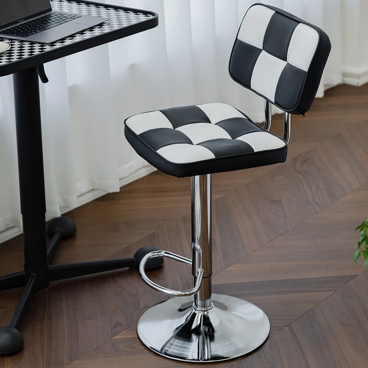 Contemporary Adjustable Height Swivel Upholstered Bar Stool with Footrest Clearhalo 'Bar Furniture' 'Bar Stools' 'bar_stools' 'furn' 'furn_bar_stools' 'Furniture' 'Kitchen & Dining Furniture' 1200x1200_e71de7db-369a-4ce2-a0a7-ef928c6622ad