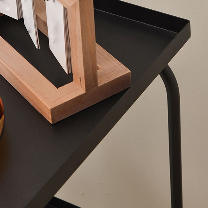 Mid-Century Tray Side Table Iron Sled Base End Table with Shelf