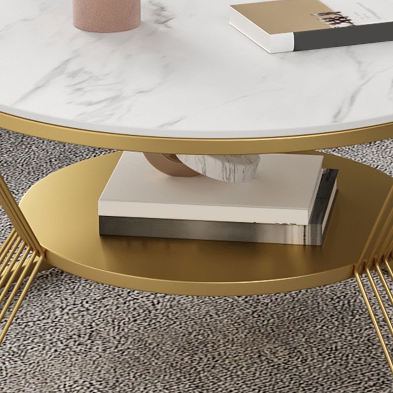 No Distressing Round Coffee Table Frame Single Coffee Table with Shelf Clearhalo 'Coffee & Accent Tables' 'Coffee Tables' 'coffee_tables' 'furn' 'furn_coffee_tables' 'Furniture' 'Living Room Furniture' 1200x1200_e71ee97a-e82f-4c1b-a6d0-92d2ff921e4d