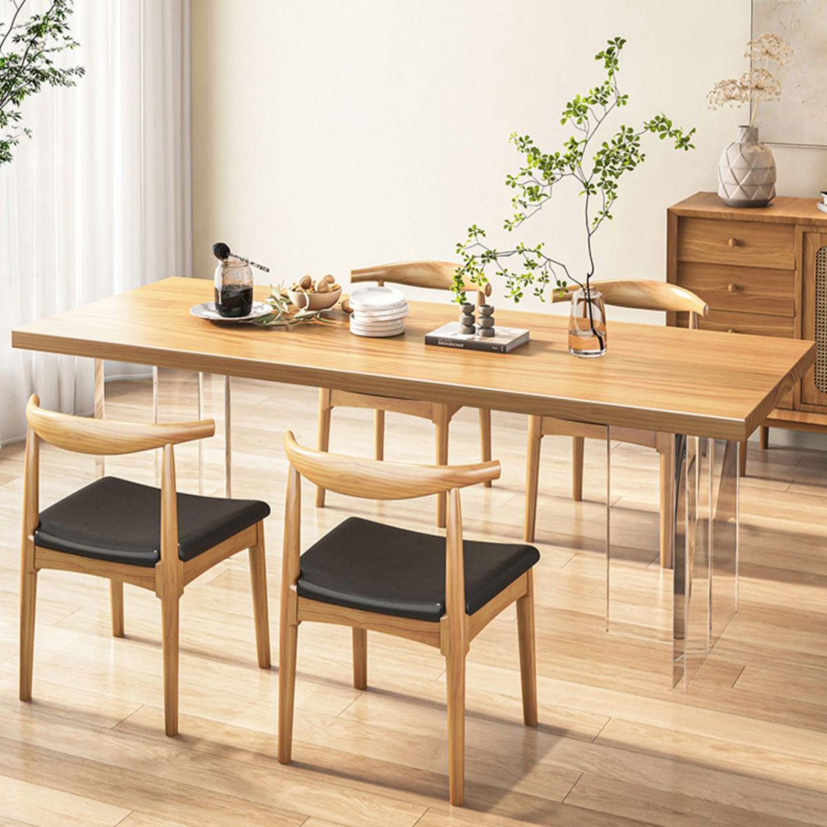 Table à manger industrielle à double piédestal Table en pin pour salle à manger cuisine