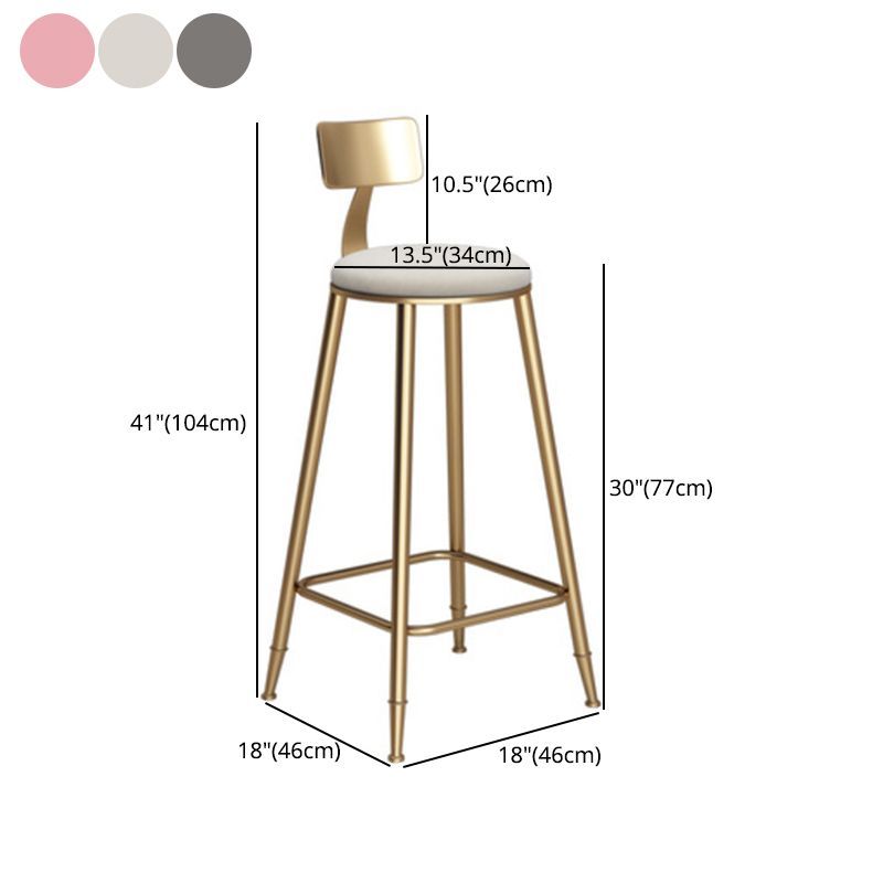 Glam Armless Backrest Counter Stool Iron Bar Stool with Velvet Cushion Clearhalo 'Bar Furniture' 'Bar Stools' 'bar_stools' 'furn' 'furn_bar_stools' 'furniture_bar_stools' 'Kitchen & Dining Furniture' 'kitchen&dining_furn' 'kitchen' 'kitchen_furn' Furniture' 1200x1200_e724b97c-eb59-4570-928a-517e234dbe80
