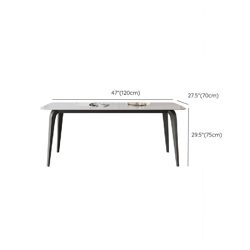 Industrial Rectangle Dining Table White Stone Top Dinette Table with Metal Legs Clearhalo 'Dining Tables & Seating' 'Dining Tables' 'dining_table' 'furn' 'furn_dining_table' 'Furniture' 'Kitchen & Dining Furniture' 1200x1200_e725eff7-dac4-4b34-81c4-1efce9b99502