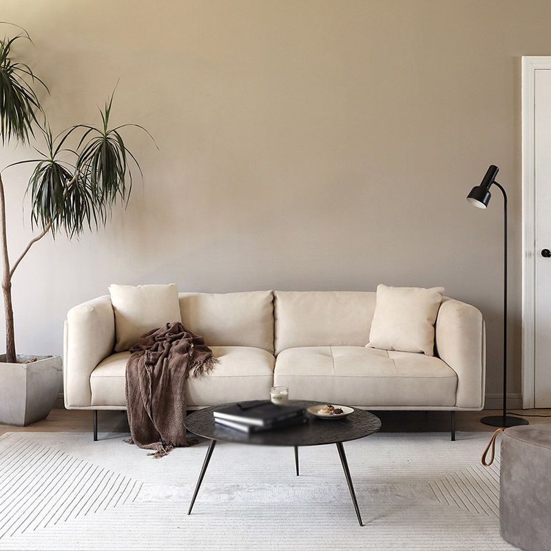 Contemporary Loose Back Standard Sofa Faux Leather Square Arm Settee Clearhalo 'furn' 'furn_sofas' 'Furniture' 'furniture_sofas' 'Living Room Furniture' 'Sofa' 'sofas' 1200x1200_e7261169-eb5e-40ba-8077-3c028b90b526