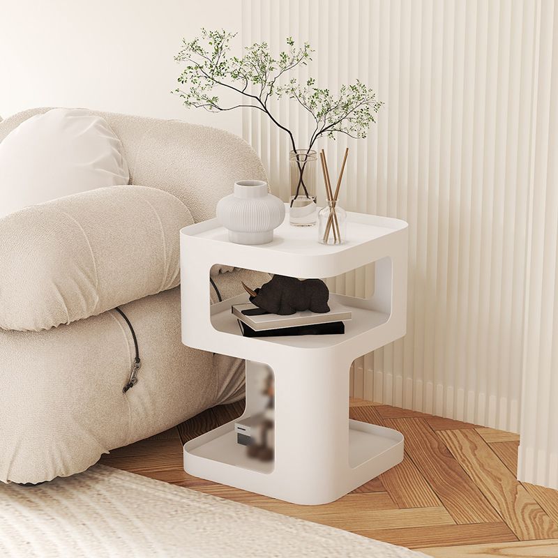 Tavolo da spuntino all'estremità laterale contemporanea con ripiani in metallo tavolo da camera da letto