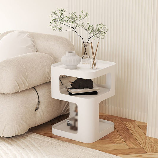 Tavolo da spuntino all'estremità laterale contemporanea con ripiani in metallo tavolo da camera da letto