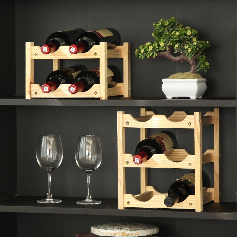 Modern Countertop Wine Bottle Holder Pine Bottle Wine Rack with Shelf Clearhalo 'furn' 'furn_wine_racks' 'Furniture' 'Kitchen & Dining Furniture' 'Wine Racks' 'wine_racks' 1200x1200_e727abbb-2f95-4956-b08b-2fa1b5a707d8
