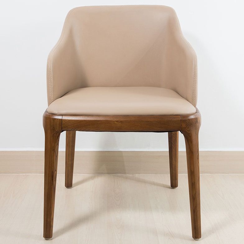 Scandinavian Leather Home Arm Chair Matte Finish Solid Back Dining Chair Clearhalo ' kitchen&dining_furn' 'Dining Chairs' 'Dining Tables & Seating' 'dining_chair' 'furn' 'furn_dining_chair' 'Furniture' 'furniture_dining_chair' 'Kitchen & Dining Furniture' 'kitchen' 1200x1200_e7285255-e508-467c-b414-8985d79747ab