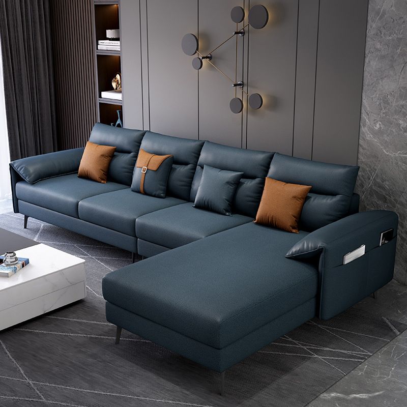 Contemporary Sectional with 4 Pillows Back and Storage Pillow Top Arm Clearhalo 'furn' 'furn_sectionals' 'Furniture' 'Living Room Furniture' 'Sectionals' 1200x1200_e72b9ebe-558a-49d2-b765-0e8c35921598