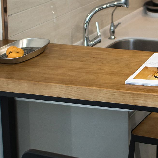 Modern Rectangle Bar Dining Table Wood Trestle Bar Height Pub Table with Iron Base Clearhalo 'Bar Furniture' 'Bar Tables' 'bar_tables' 'furn' 'furn_bar_tables' 'Furniture' 'furniture_bar_tables' 'Kitchen & Dining Furniture' 'kitchen&dining_furn' 'kitchen' 1200x1200_e72d8794-8343-4465-88d3-f04759aca121