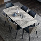 Contemporary Stone Rectangular Dining Table with 4 Steel Foot Clearhalo 'Dining Tables & Seating' 'Dining Tables' 'dining_table' 'furn' 'furn_dining_table' 'Furniture' 'Kitchen & Dining Furniture' 1200x1200_e72e391b-7822-4323-bb75-5f14c6d3fcc2