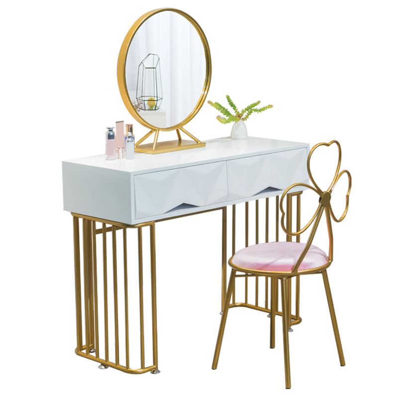 15,74 "Countes de maquillage en or blanc de large tables de vanité glam avec des tiroirs