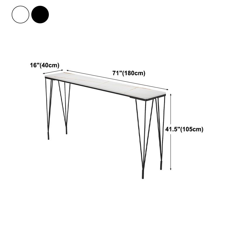 Industrial Black Iron Bar Table Faux Marble Rectangle Top 41.3"H Bistro Table Clearhalo 'Bar Furniture' 'Bar Tables' 'bar_tables' 'furn' 'furn_bar_tables' 'Furniture' 'furniture_bar_tables' 'Kitchen & Dining Furniture' 'kitchen&dining_furn' 'kitchen' 1200x1200_e730052e-3f61-42d0-b33e-f841a83da195