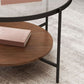 Modern Single Coffee Table Round Glass Coffee Table with 4 Legs